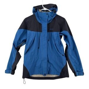 Mountain Equipment Co-op Jacket Womens S Gore-Tex Waterproof Hooded Blue Black